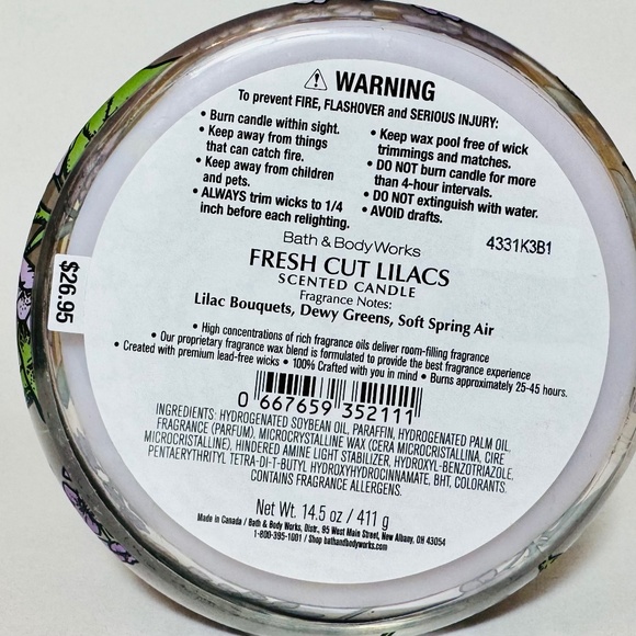 FRESH CUT LILACS 3 Wick Candle - Picture 3 of 3